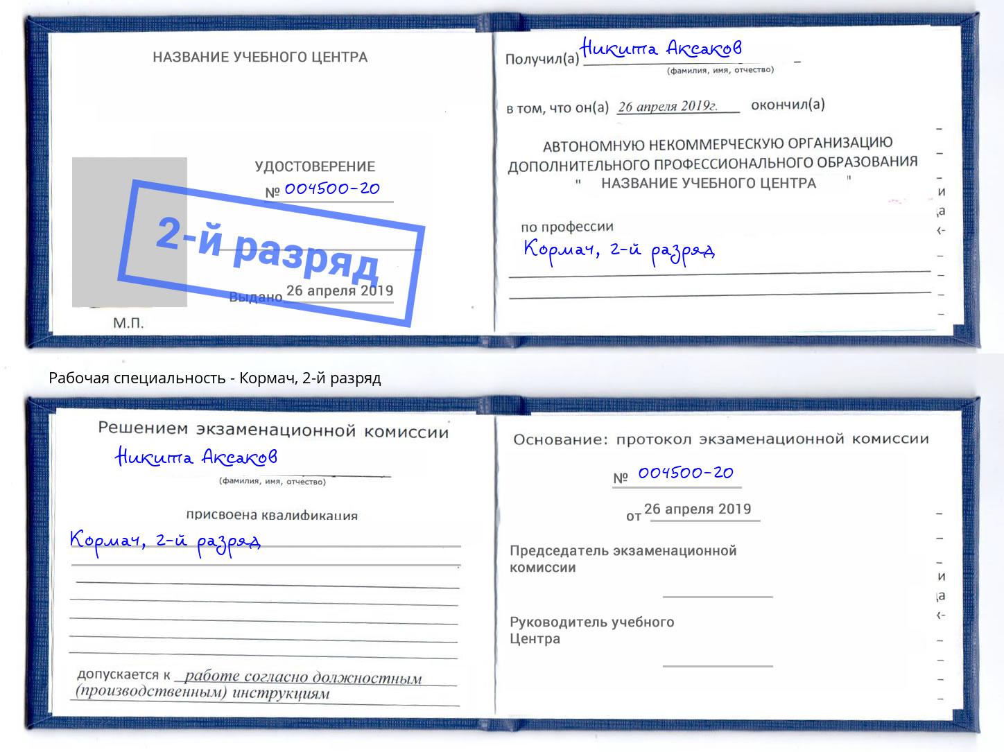 корочка 2-й разряд Кормач Новочебоксарск